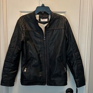 LJYH Kid’s Vegan Leather Motorcycle Jacket - Black - Size 9-10 - NWT
